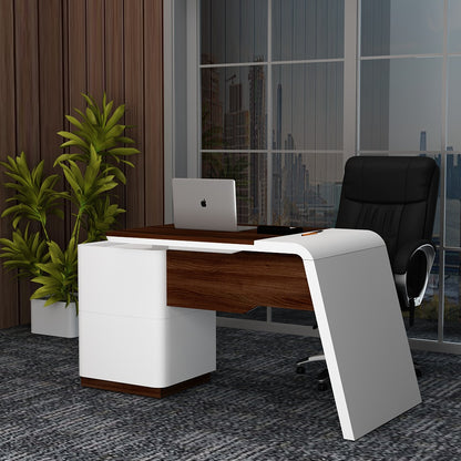 Office Table, MD Table,Office Table in White & Dark Brown Color, Office Table - VT19000