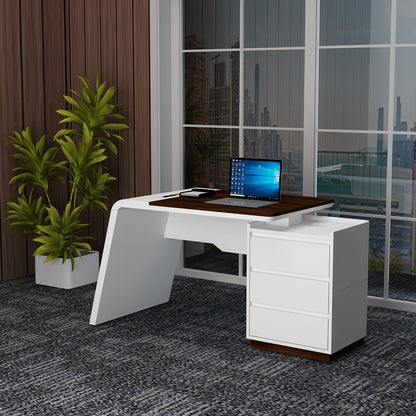 Office Table, MD Table,Office Table in White & Dark Brown Color, Office Table - VT19000