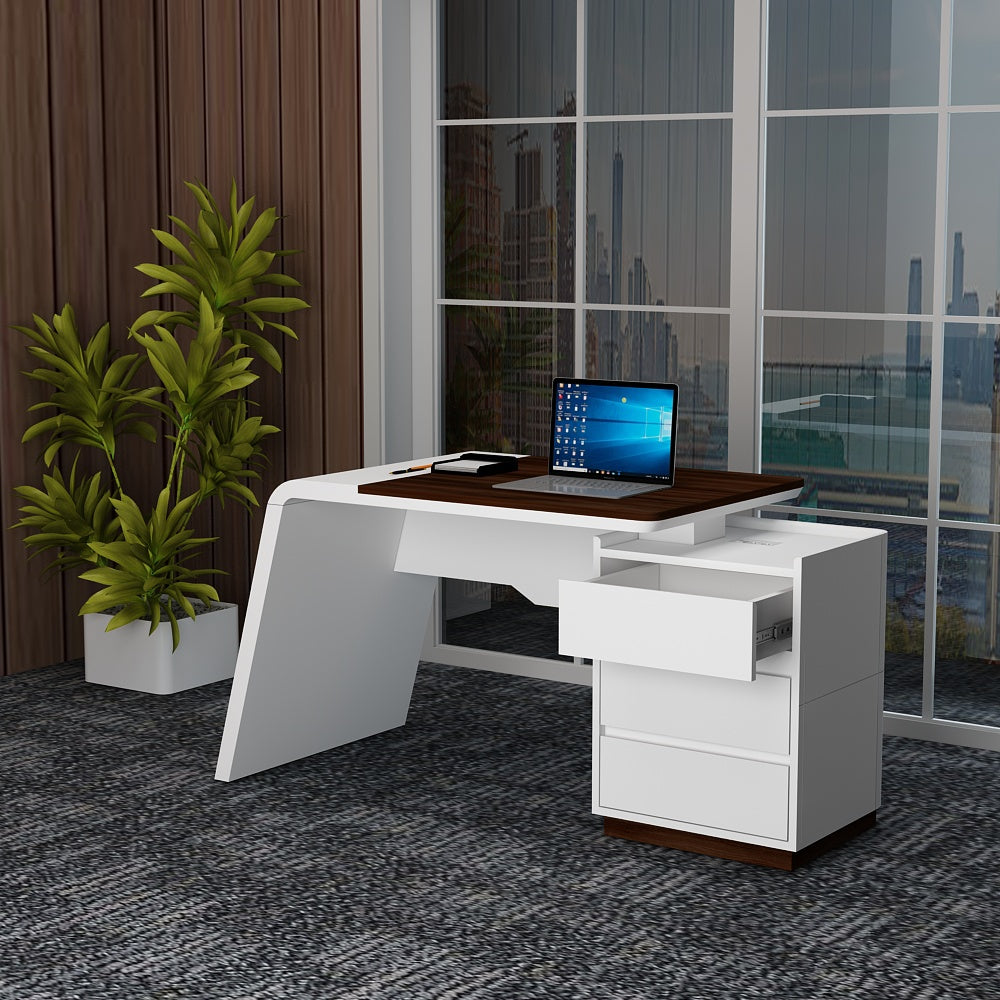 Office Table, MD Table,Office Table in White & Dark Brown Color, Office Table - VT19000