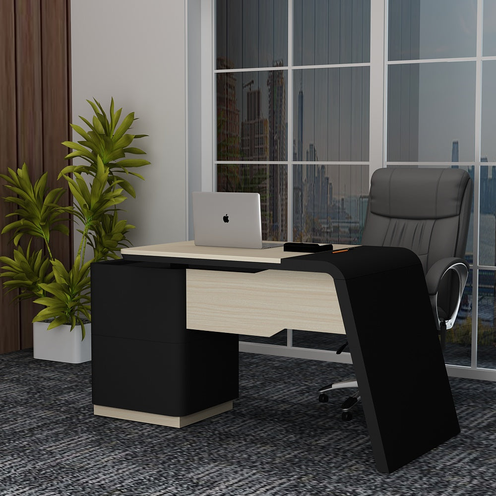 Office Table, MD Table,Office Table in Black & Light Brown Color, Office Table - VT19001