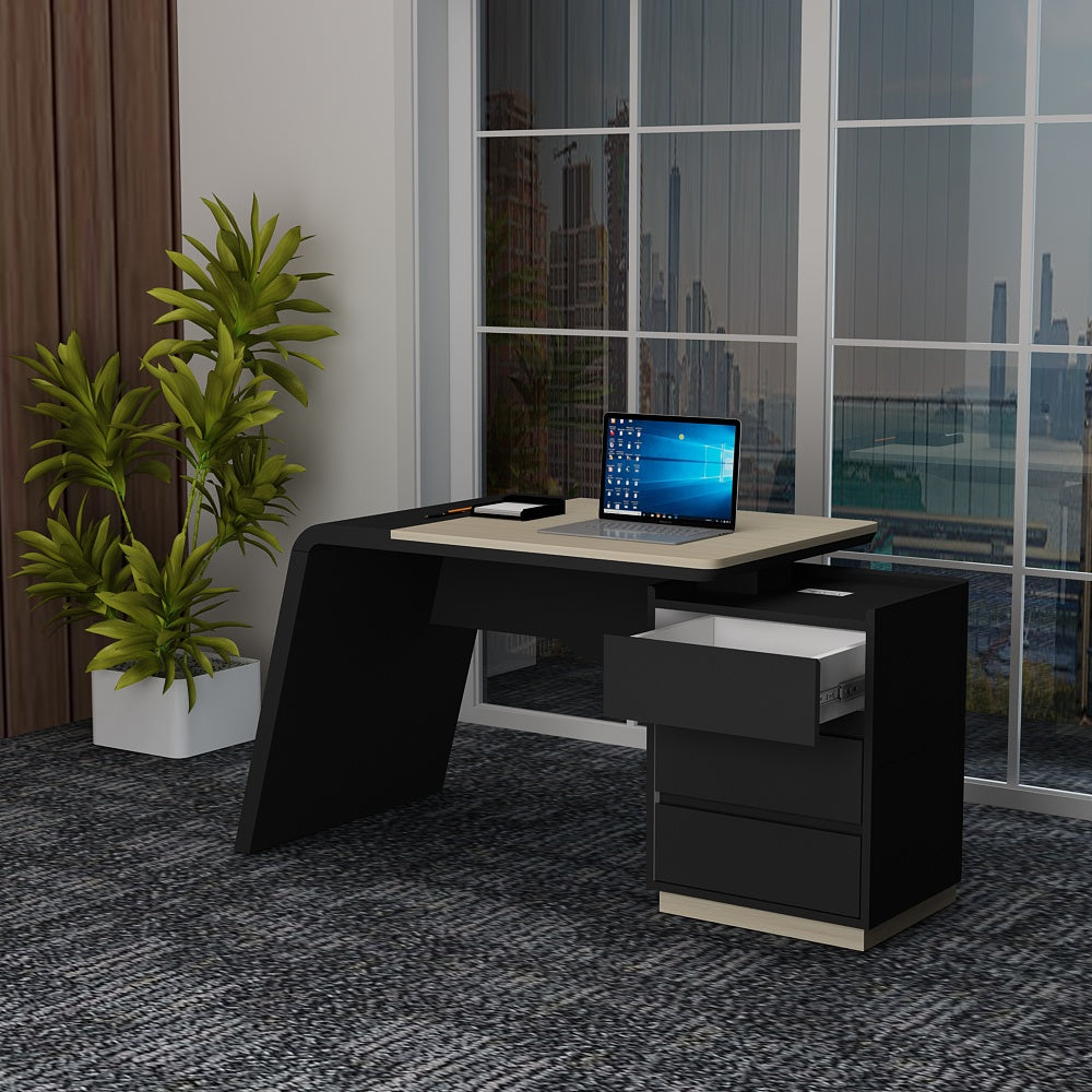 Office Table, MD Table,Office Table in Black & Light Brown Color, Office Table - VT19001