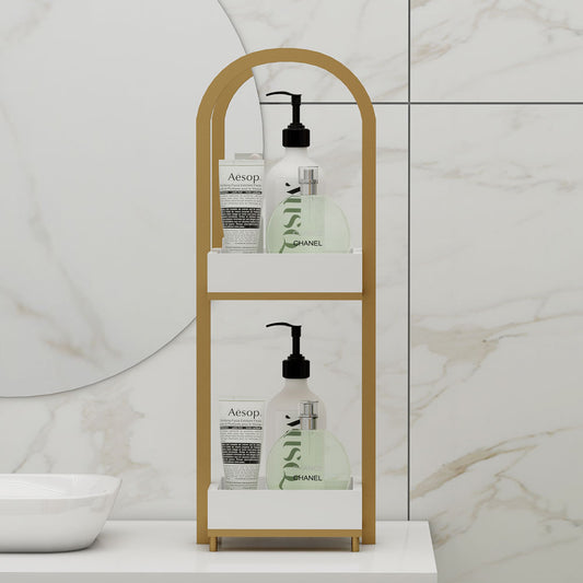 Toilet Accessory, Toilet Accessory in Metal, Toilet Accessory with Open Space, Toilet Accessory in Gold & White, Toilet Accessory - VT2089