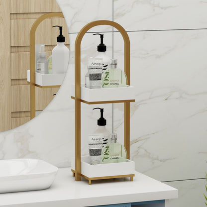 Toilet Accessory, Toilet Accessory in Metal, Toilet Accessory with Open Space, Toilet Accessory in Gold & White, Toilet Accessory - VT2089