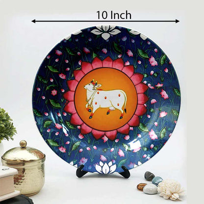 HMD Collections Traditional Art Decorative Ceramic Designer Plates with Stand for Home/Office, Wall Art - VT2106