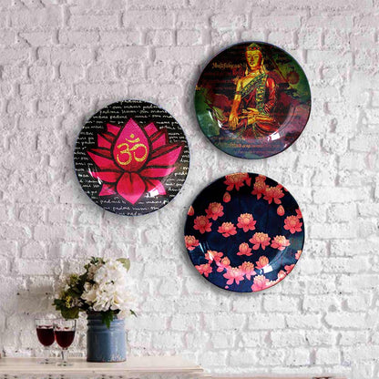 HMD Collections Traditional Art Decorative Ceramic Designer Plates with Stand for Home/Office, Wall Art - VT2109