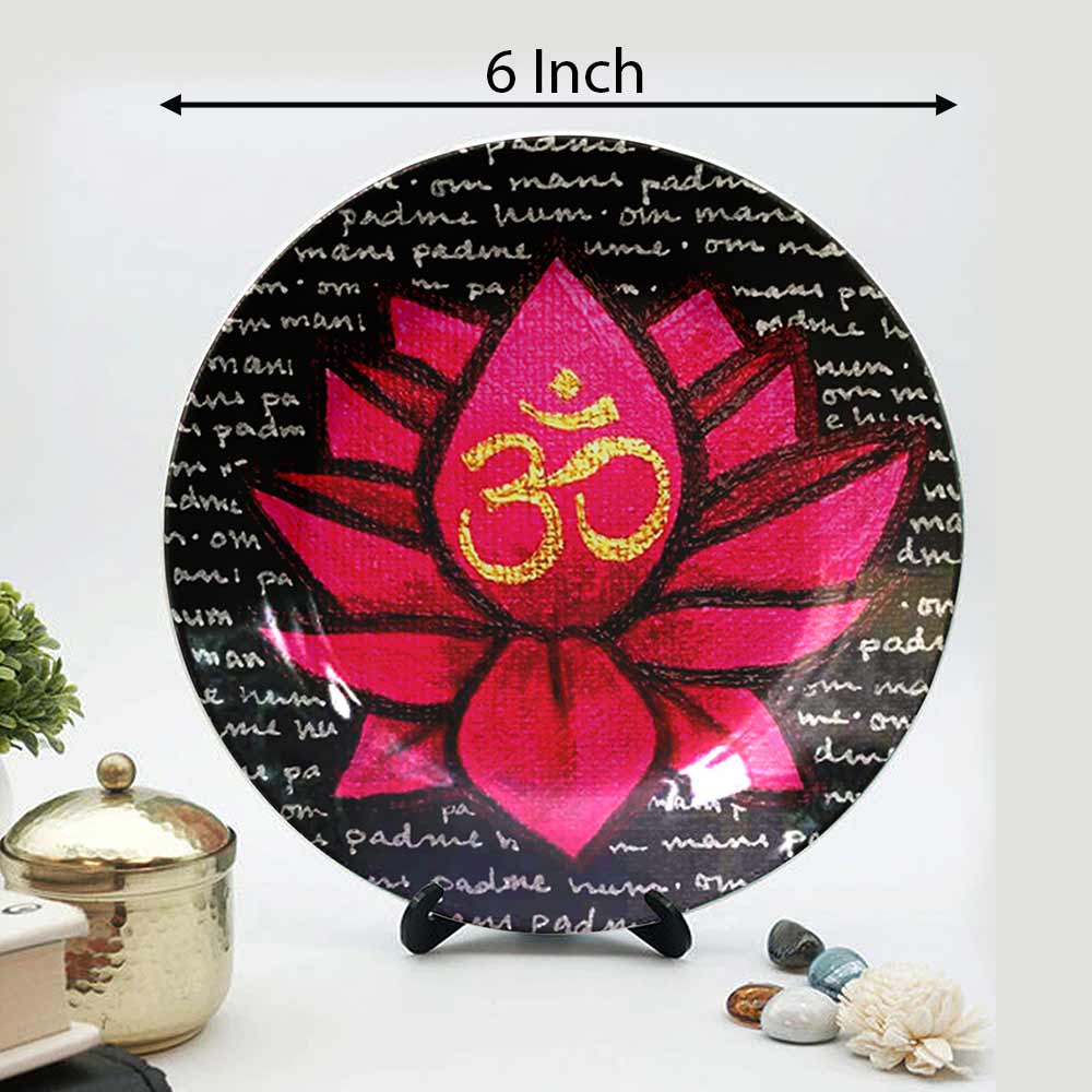 HMD Collections Traditional Art Decorative Ceramic Designer Plates with Stand for Home/Office, Wall Art - VT2109