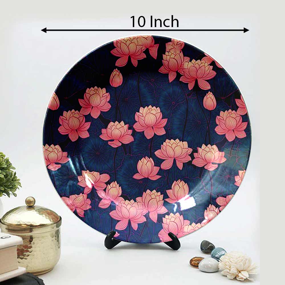 HMD Collections Traditional Art Decorative Ceramic Designer Plates with Stand for Home/Office, Wall Art - VT2109