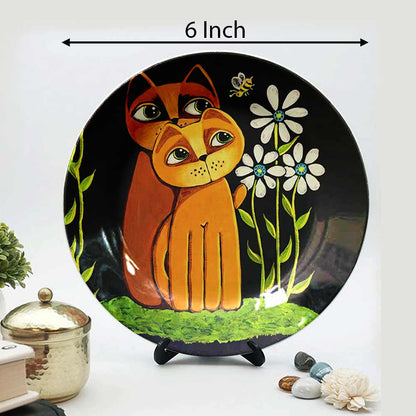 HMD Collections Traditional Art Decorative Ceramic Designer Plates with Stand for Home/Office, Wall Art - VT2118