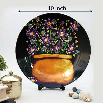 HMD Collections Traditional Art Decorative Ceramic Designer Plates with Stand for Home/Office, Wall Art - VT2118