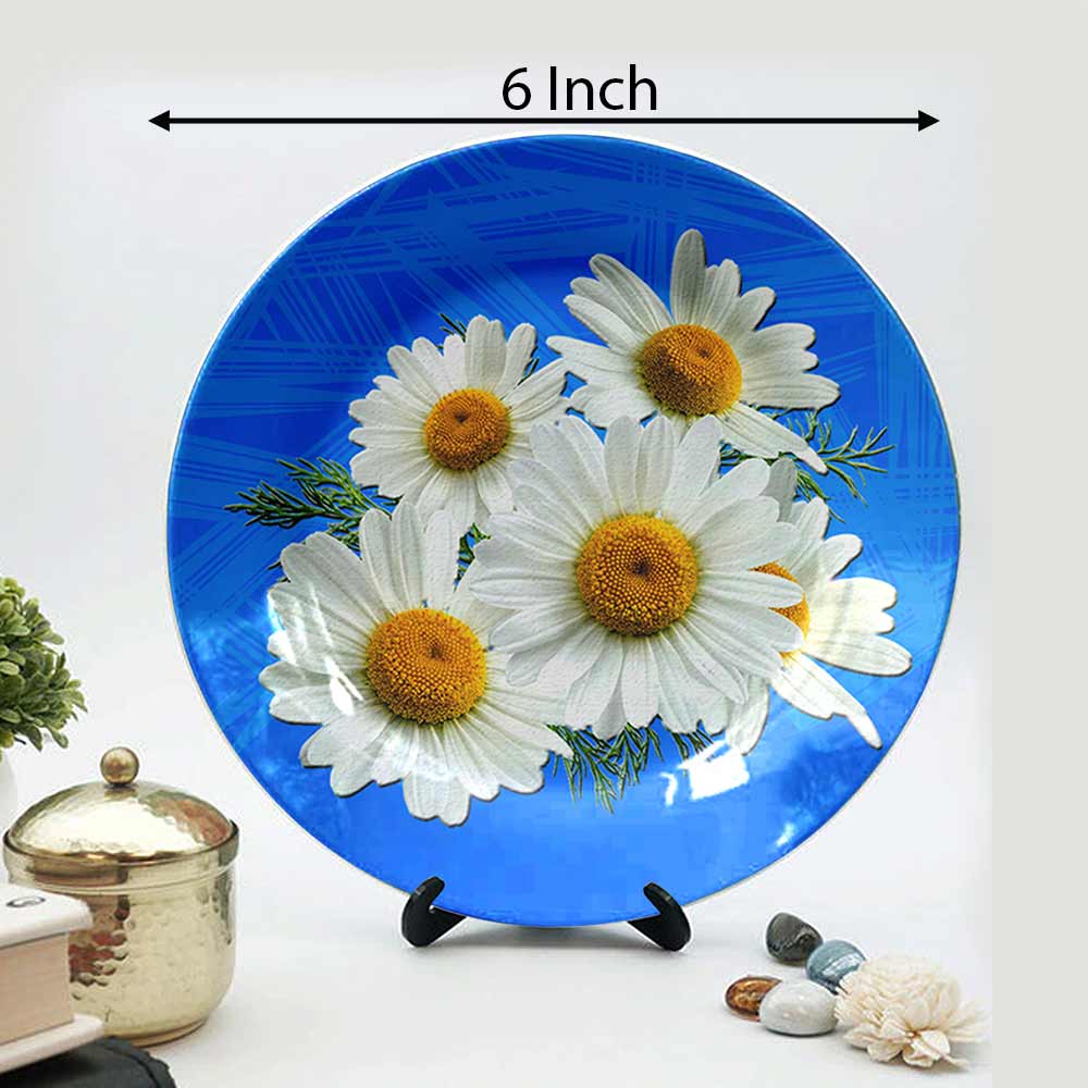 HMD Collections Traditional Art Decorative Ceramic Designer Plates with Stand for Home/Office, Wall Art - VT2122