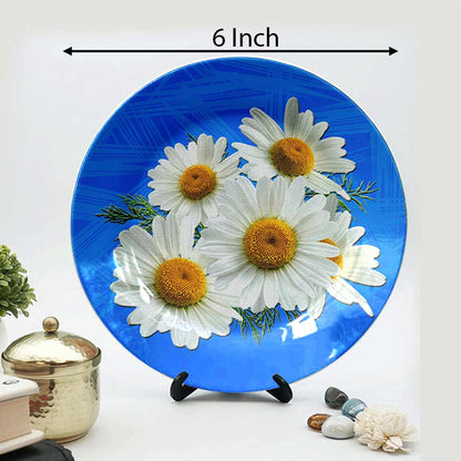HMD Collections Traditional Art Decorative Ceramic Designer Plates with Stand for Home/Office, Wall Art - VT2122