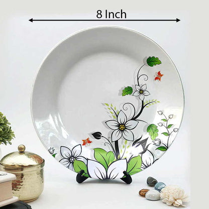 HMD Collections Traditional Art Decorative Ceramic Designer Plates with Stand for Home/Office, Wall Art - VT2129