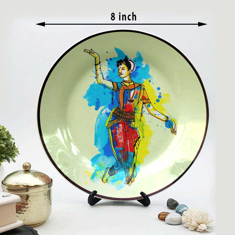 Traditional Art Decorative Ceramic Designer Plates with Stand for Home & Office, Wall Art - VT2160