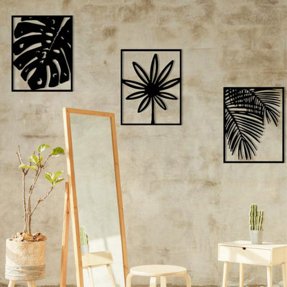 Wall Organizer, (Grista Metals) GM-WD-A-06, Palm leaves Metal Wall Art (Set of 3), Wall Art- VT2216