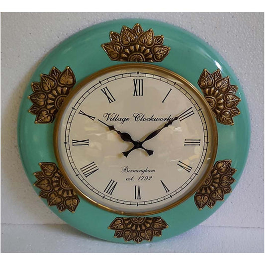 Wall Clock, NP-005, 
Wooden Base with Colorfull Finish with Brass Fitting Clock, Wall Clock - VT2225