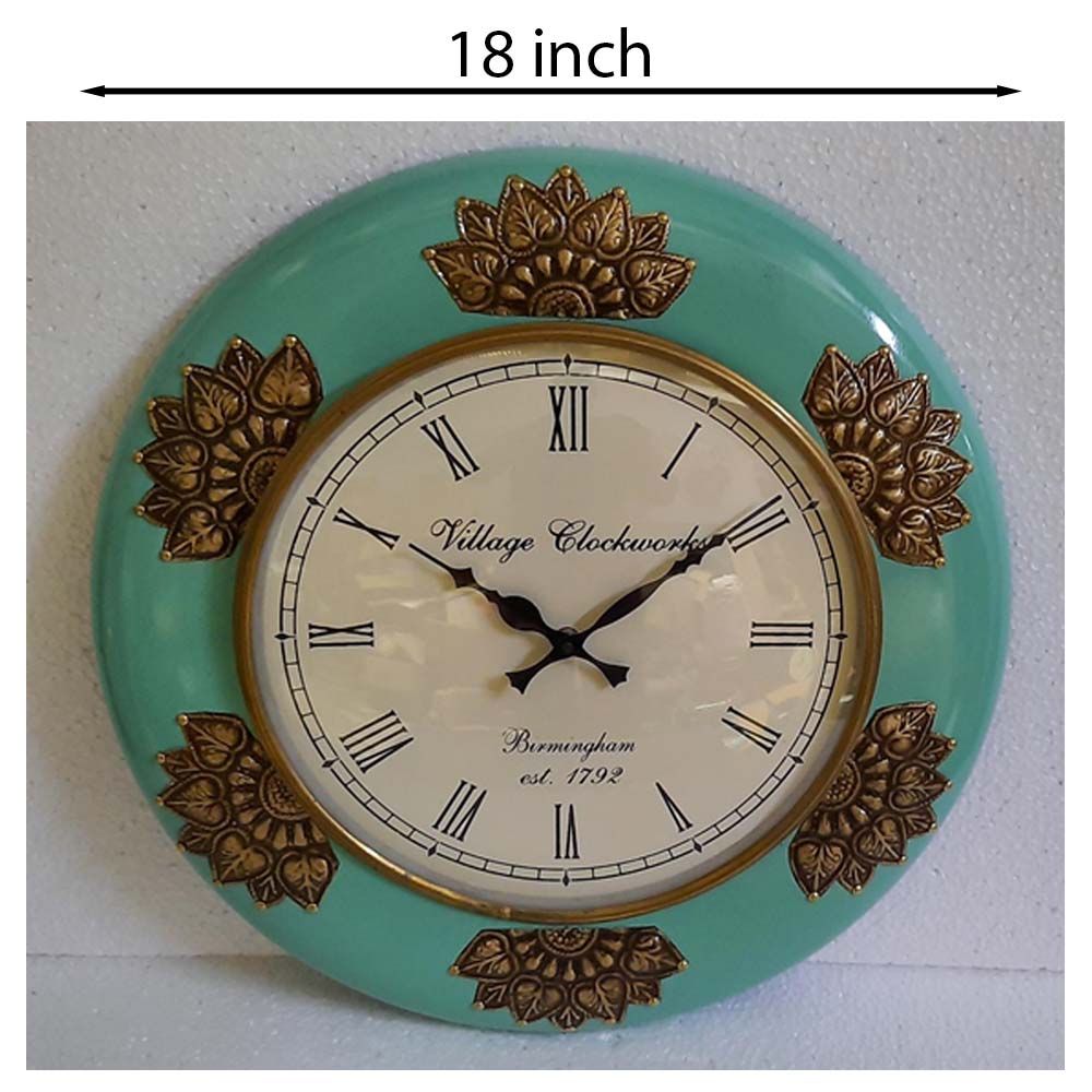 Wall Clock, NP-005, 
Wooden Base with Colorfull Finish with Brass Fitting Clock, Wall Clock - VT2225