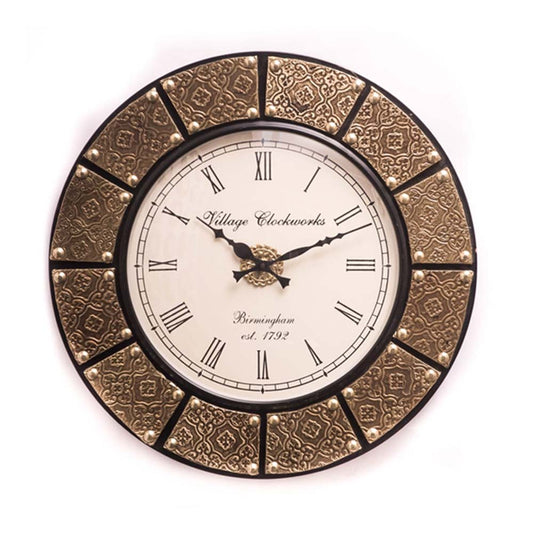 Wall Clock, NP-017, 
Wooden Base with Emboss Brass Clock, Wall Clock - VT2238