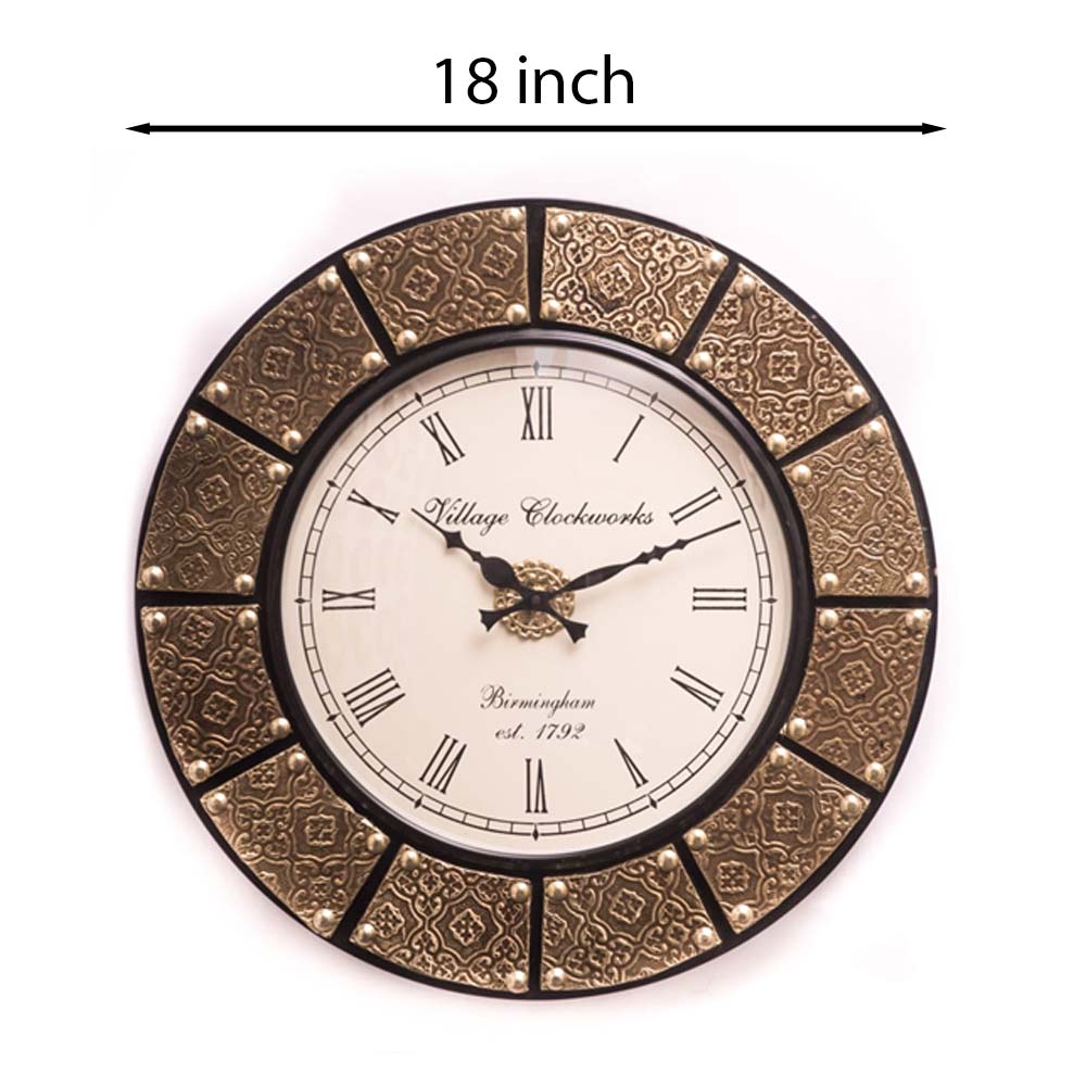 Wall Clock, NP-017, 
Wooden Base with Emboss Brass Clock, Wall Clock - VT2238