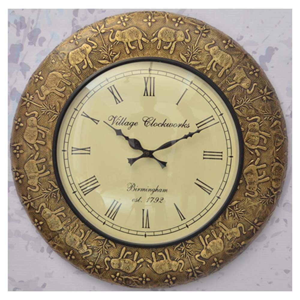 Wall Clock, NP-018, 
Wooden Base with Polish + Coaster Brass Fitting Clock, Wall Clock - VT2239