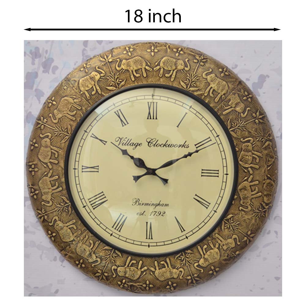 Wall Clock, NP-018, 
Wooden Base with Polish + Coaster Brass Fitting Clock, Wall Clock - VT2239