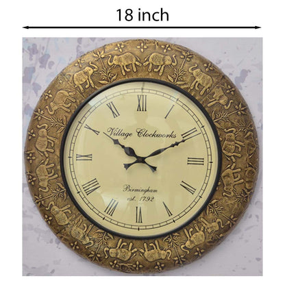 Wall Clock, NP-018, 
Wooden Base with Polish + Coaster Brass Fitting Clock, Wall Clock - VT2239