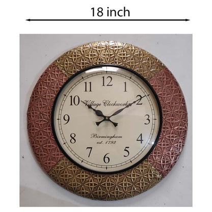 Wall Clock, NP-021, 
Wooden Base with Polish Channel Brass Clock, Wall Clock - VT2242