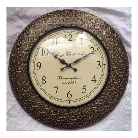 Wall Clock, NP-023, 
Wooden Base with Emboss Brass Clock, Wall Clock - VT2244