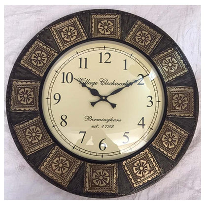 Wall Clock, NP-025, 
Wooden Base with Emboss Brass Clock, Wall Clock - VT2246