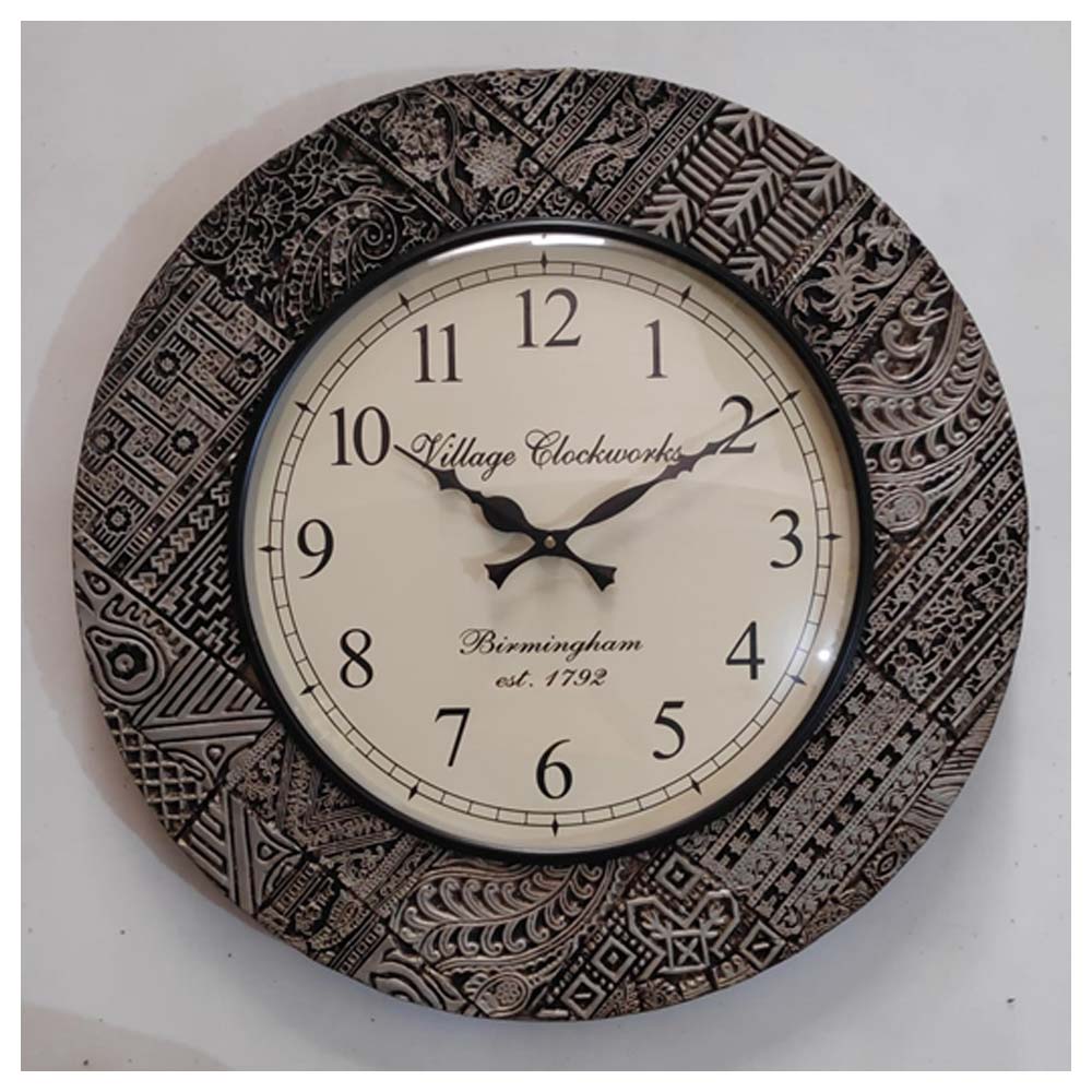 Wall Clock, NP-030 (NAVIKA PRODUCTION), 
Wooden Base Black Silver Clock, Wall Clock - VT2262