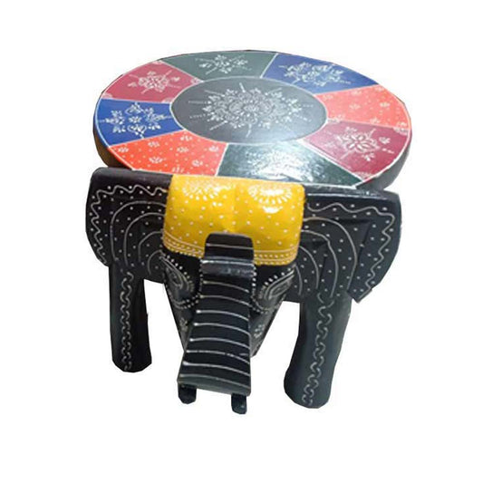 Stool, (NAVIKA PRODUCTION) Wooden Hand Painted Elephant Stool, Room Accessory - VT2285