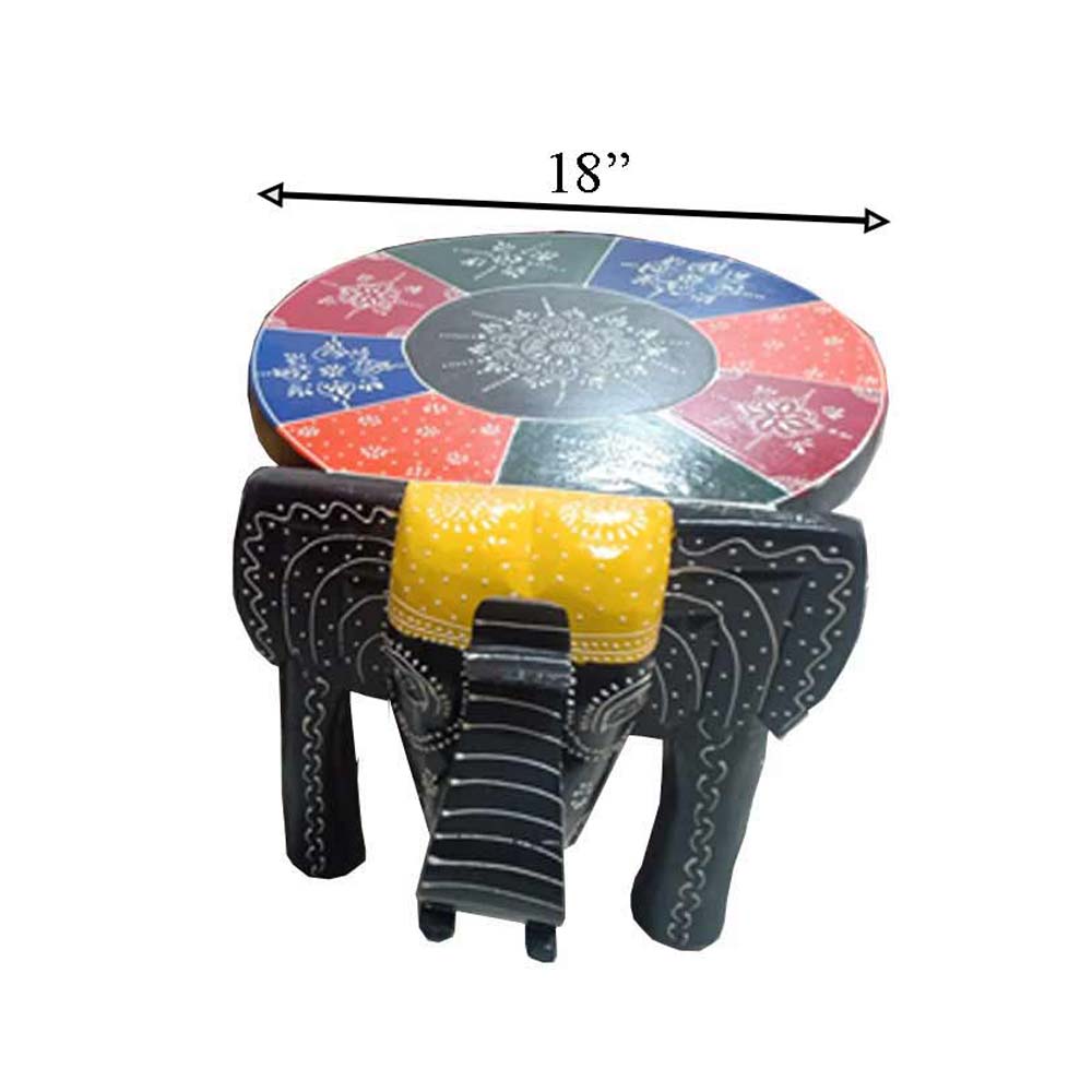 Stool, (NAVIKA PRODUCTION) Wooden Hand Painted Elephant Stool, Room Accessory - VT2285