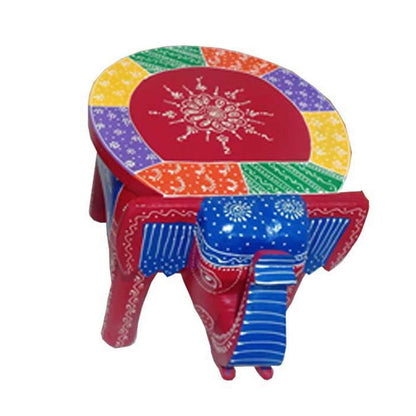 Stool, (NAVIKA PRODUCTION) Wooden Hand Painted Elephant Stool, Room Accessory - VT2287