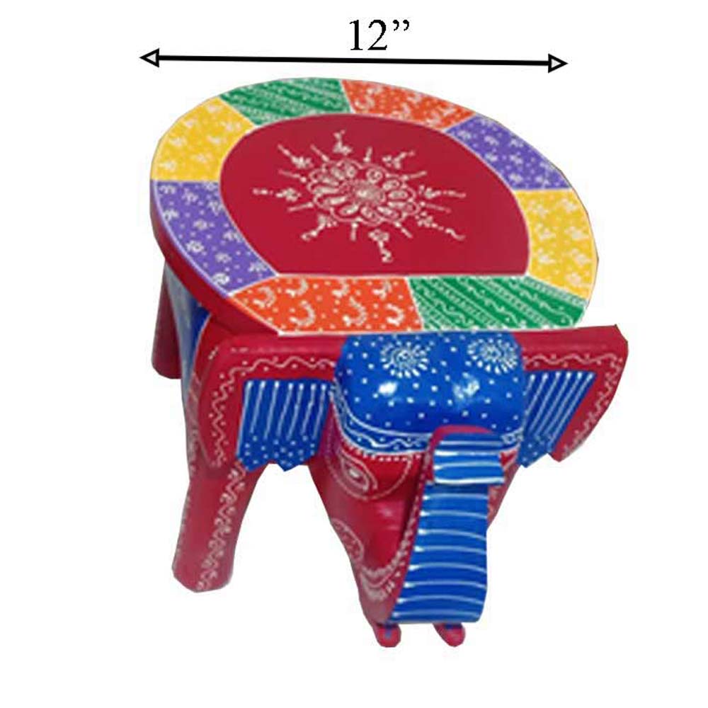 Stool, (NAVIKA PRODUCTION) Wooden Hand Painted Elephant Stool, Room Accessory - VT2287