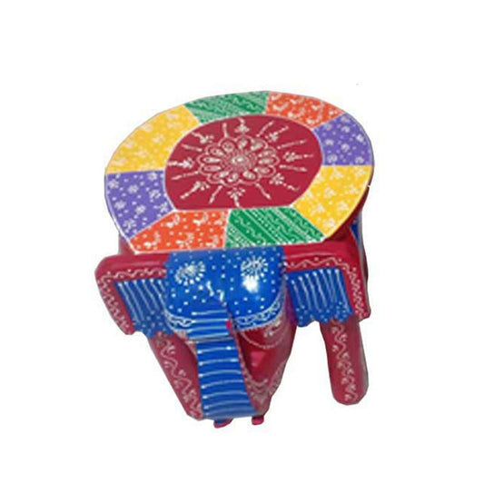 Stool, (NAVIKA PRODUCTION) Wooden Hand Painted Elephant Stool, Room Accessory - VT2288