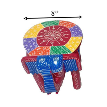 Stool, (NAVIKA PRODUCTION) Wooden Hand Painted Elephant Stool, Room Accessory - VT2288