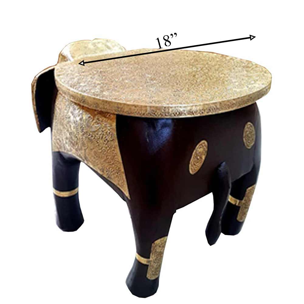 Stool, (NAVIKA PRODUCTION) Wooden Brass Fitting Elephant Stool, Room Accessory - VT2290