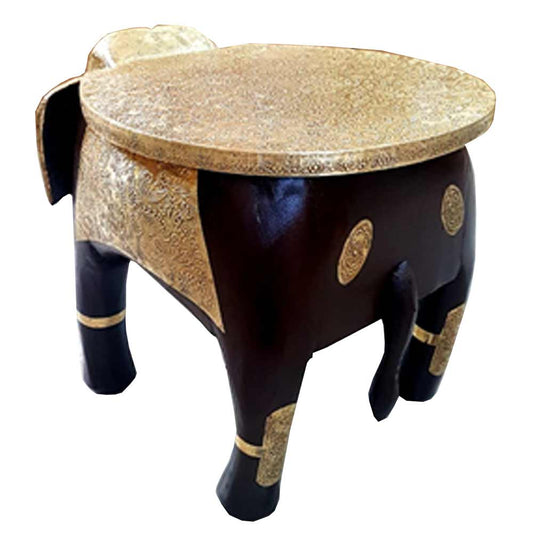 Stool, (NAVIKA PRODUCTION) Wooden Brass Fitting Elephant Stool, Room Accessory - VT2292