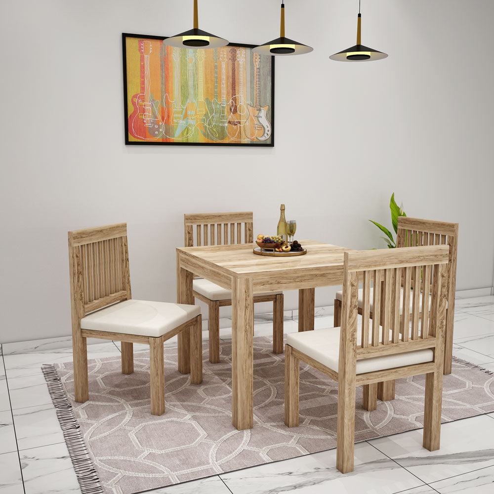 Buy Light Brown 4-Seater Dining Table Set for Cozy Dining Spaces Online - VT3057