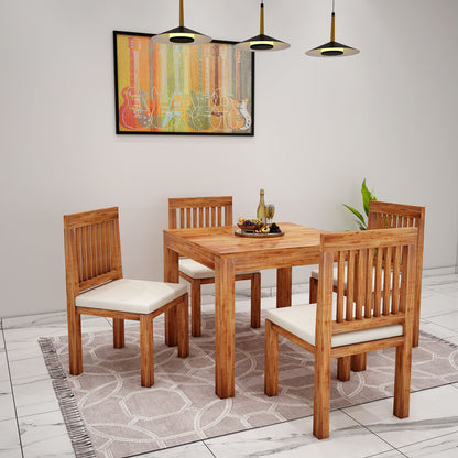 Brown 4-Seater Dining Table Set for Elegant Dining Experiences - VT3058