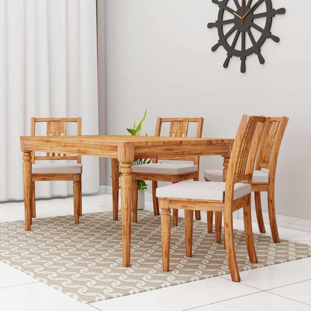 Affordable Dining Set with Table and 4 Chairs in Brown Color Wood - VT3061