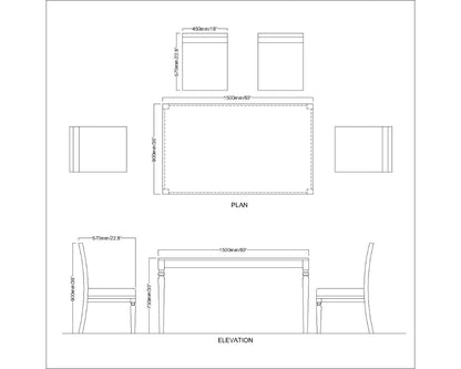 Affordable Dining Set with Table and 4 Chairs in Brown Color Wood - VT3061