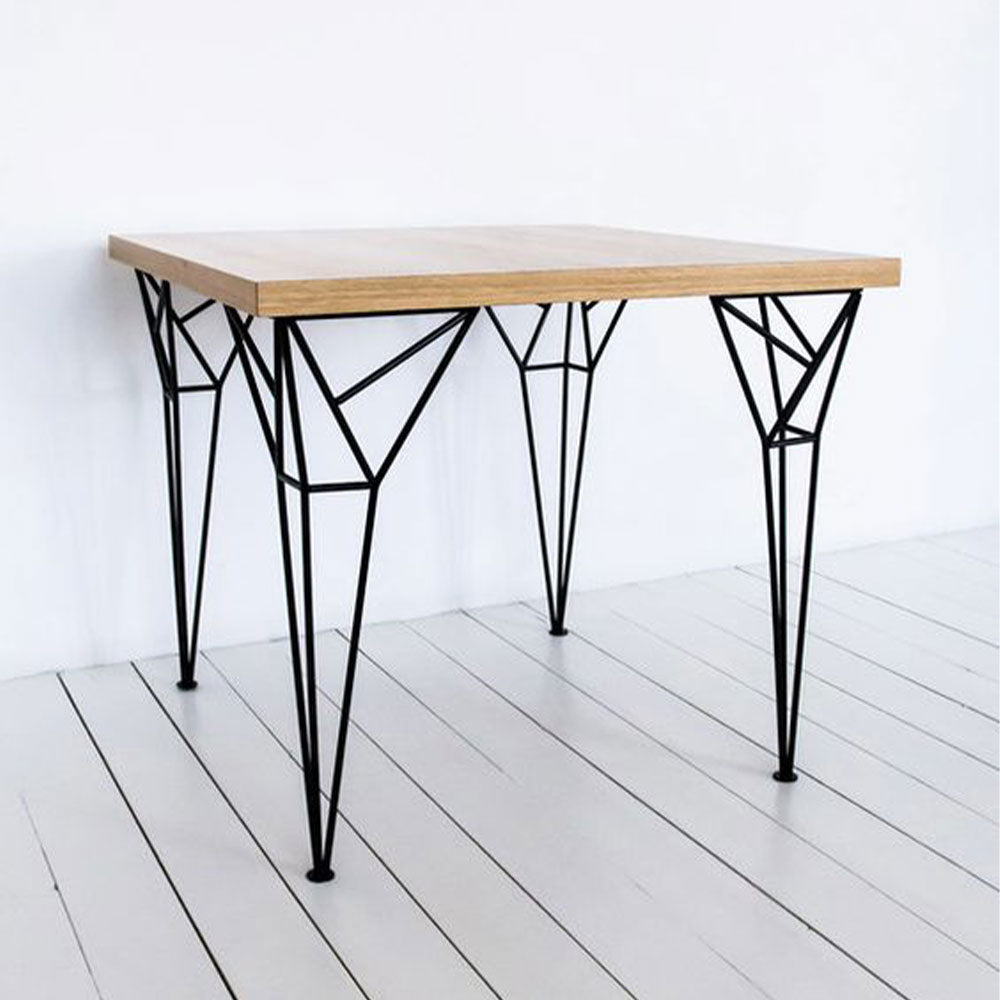 Affordable 4-Seater Dining Table with Natural Wood and Black Color by RR Handicraft - VT3064