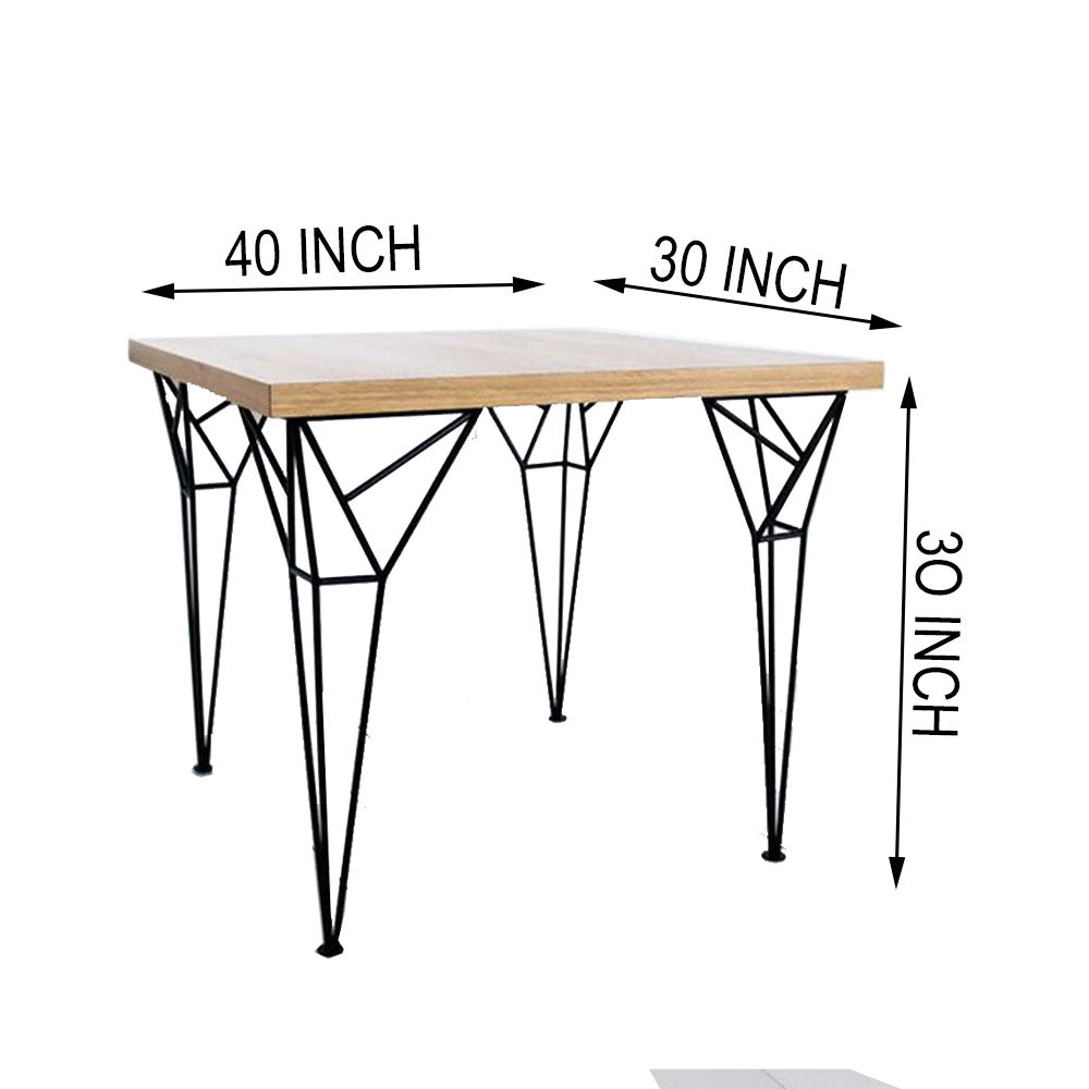 Affordable 4-Seater Dining Table with Natural Wood and Black Color by RR Handicraft - VT3064