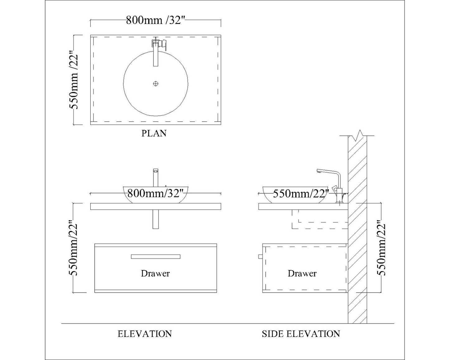 "Vanity, Brown Vanity, Wooden Vanity, Vanity with Drawer, Vanity for Bathroom,   Floor Resist Vanity, Vanity - VI309 "