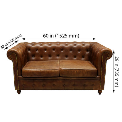 2 seater sofas, 2 seater sofas in Brown Color, 2 seater sofas in Leather, 2 seater sofas for Home, 2 seater sofas - VT4060