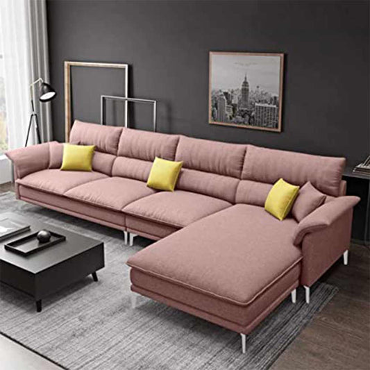 L Shape Sofa, L Shape Sofa in Pink Color, L Shape Sofa Set with Cushions, L Shape Sofa -VT4078