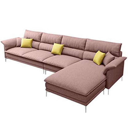 L Shape Sofa, L Shape Sofa in Pink Color, L Shape Sofa Set with Cushions, L Shape Sofa -VT4078