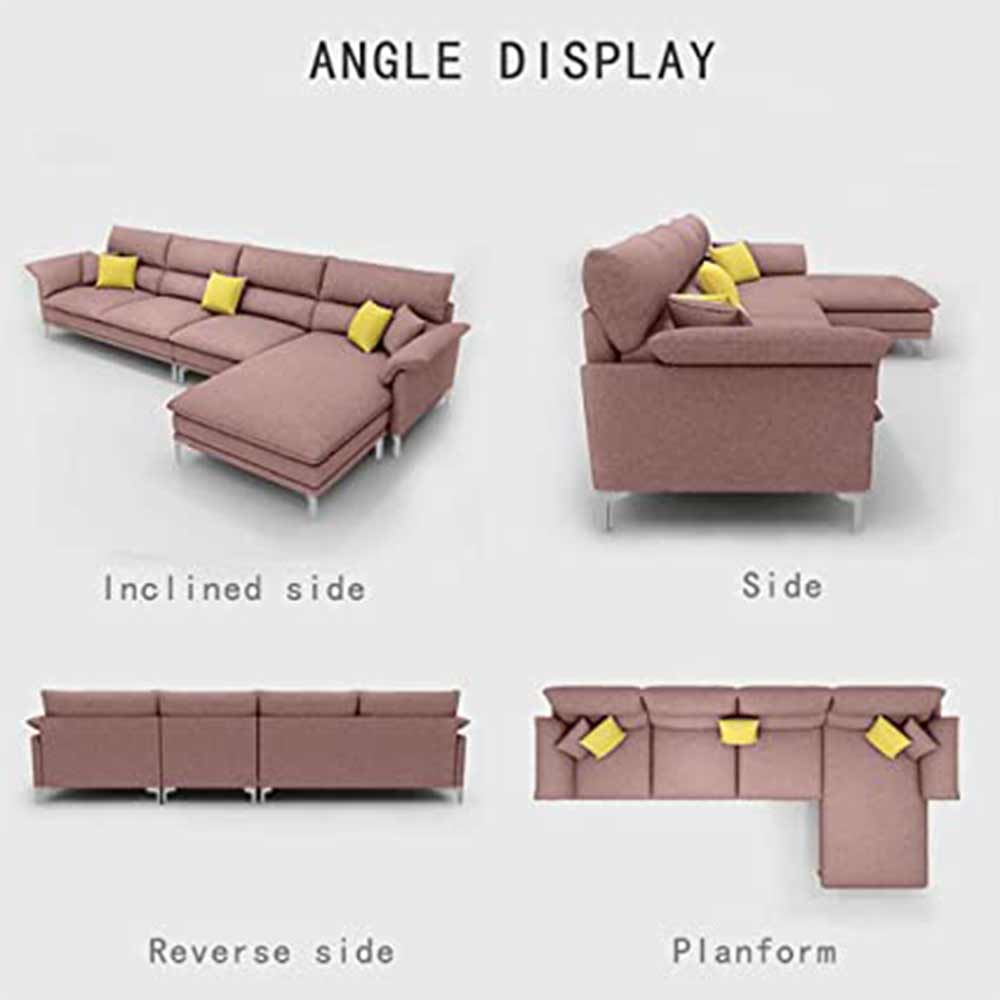 L Shape Sofa, L Shape Sofa in Pink Color, L Shape Sofa Set with Cushions, L Shape Sofa -VT4078