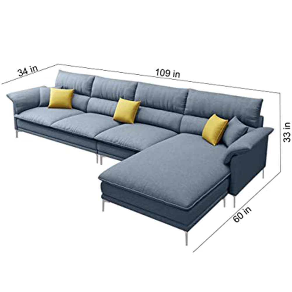 L Shape Sofa, L Shape Sofa in Grey Color, L Shape Sofa Set with Cushions, L Shape Sofa -VT4079