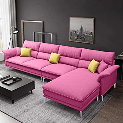 L Shape Sofa, L Shape Sofa in Pink Color, L Shape Sofa Set with Cushions, L Shape Sofa -VT4080